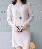 Long Round Neck Collar Solid Color Women's Sweater (BTQ227)