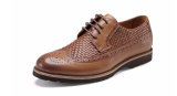 Brown Woven Leather Mens Formal Shoes, Lightweight Dress Shoes