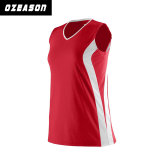 Full Sublimation Custom Design Red Jersey with White Stripes Volleyball Shirt