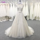 Sexy Lace Keyhole Back A Line Bridal Dress with Bow Waistband Wedding Gown