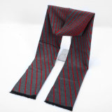 Men's Reversible Cashmere Like Winter Warm Checked Stripe Printing Thick Knitted Woven Scarf (SP801)