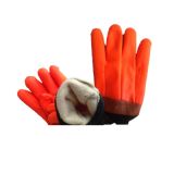 Sandy Finish Foam Liner Orange PVC Glove with Knit Wrist-5124.01