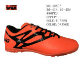 Orange Color PU Children and Men Soccer Shoes