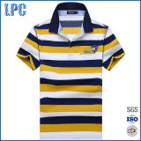 Wholesale Men Cotton Striped Polo Shirt in Yellow