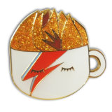 Customized Enamel Gold Glitter Coffee Mug Badge