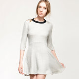 Boutique Women Grey Cotton French Terry Fit and Flare Dress