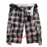 Men Cargo Check Fashion Tc Yarn Dyed Fashion Shorts (S-1519)