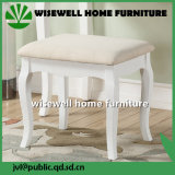 Solid Wood White Cushion Padded Stool for Dressing Table (W-LZ-S508)
