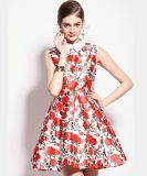 OEM High Quality Flower Print Sleeveless Summer Women Dress