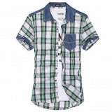 Men's Clothing 100%Cotton Woven Y/D Plaid Short Shirt (RTS14030)