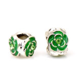Silver Plated Painting Flower DIY Zinc Alloy Bead
