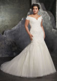 off Shoulder Bridal Gowns Plus Size Lace Appliques Custom Wedding Dress Lb3234