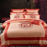 100% Egypt Cotton White Embroidery Palace Royal Queen Size Quilt Cover Bedding Set