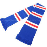 Promotional Knitted Acrylic Blue White Football Scarf