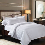 Elegant Satin Stripe White Hotel Bed Linen Bedding Set