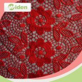 Red Floral Pattern Nylon and Poly Net Embroidery Lace Fabric