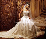 Embroidery Lace Court Train Ball Gown Wedding Dress W14909