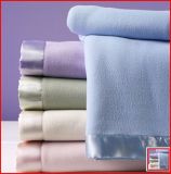 Solid Color Brushed Polar Fleece Blanket with Satin Border