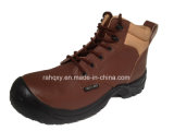 Casual Sports Style Brown Split Embossed Leather Safety Shoes (HQ03056)