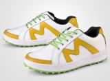 Women Rubber Genuine Leather Cotton Fabric Lace-up Golf Shoes (AKGS12)