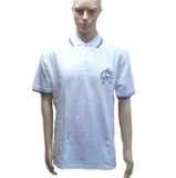 White Polo Shirt with Strips on Both Collar & Sleeve