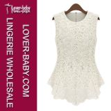 Women Fashion Embroidery Blouse Lace Tops Crochet Shirt (L403)