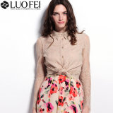 Women Designer Fashion Button up Long Sleeve Lace Blouse Top