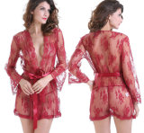 High-Quality Hot-Sale Long Sleeve Lace Cardigan Women Pajamas Sexy Lingerie