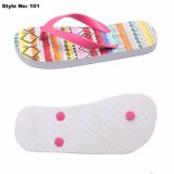Promotional Cheap PE Flip Flops Slippers with Decoration PVC Strap