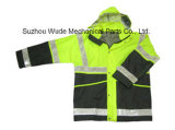 Upa025polyester Oxford PVC/PU Non-Breathable/PU Breathable Coat Reflective Cloth Parka Raincoat Worksuit