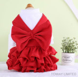 Royal Christmas Pet Red Dress Bowtie Holiday Dog Skirts Clothings