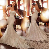 Lace Bridal Gown Mermaid Strapless Beaded Lace up Back Wedding Dress Y213