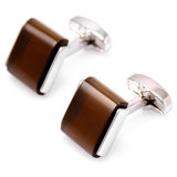 VAGULA Silver Plated Brown Opal Cuff Link