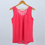 Women Summer Casual Chiffon Vest Tops Tank Sleeveless with Lace