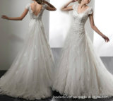 Cap Sleeves Bridal Gown Lace Tulle Beaded Wedding Dress A17948