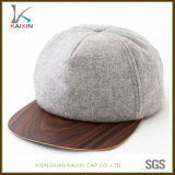 Custom Blank Plain Wooden Brim Wool Snapback Hat Cap