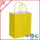 2pk Eco Solid Kraft Paper Bags Brown Kraft Gift Bags with Yellow Twisted Handle