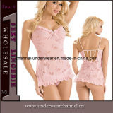 Hot Sale Pink Night Dresses Chemise Lingerie Babydoll (T2186)