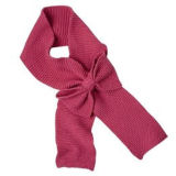 Lady Fashion Acrylic Knitted Scarf with Handmade Bow (YKY4139)