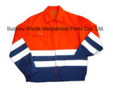 Uja009poly/Cotton Fabric Coat Reflective Cloth Parka Raincoat Worksuit Jacket