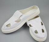 White Cleanroom ESD Leather Four Hole Slipper
