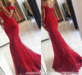 off Shoulder Party Prom Gowns Red Lace Mother of The Evening Dress E02