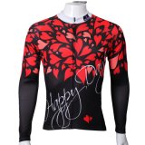 Happy Day Long Sleeve Breathable Red and Black Cycling Jersey
