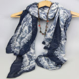 Blue Polyester Scarf for Women Fashion Accessory Leisure Shawls