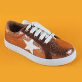 T. S. Eleegence Fashion Star Decoration Kids Casual Sport Lace up Golden Children Sneakers