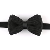 Topselling Classic Solid Black Silk or Polyester Knitted Men's Bow Tie (YWZJ 1)