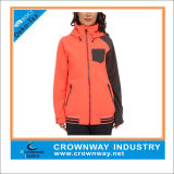 Womens Winter Orange Breathable Full-Zip Front Soft Shell Jacket
