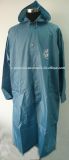 Blue PVC 100% Waterproof Raincoat with Hood and Logo