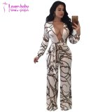 Deep Plunge Chain Palazzo Evening Jumpsuit