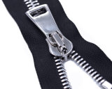 Metal Zipper with Shiny Silver and Coloured Tape